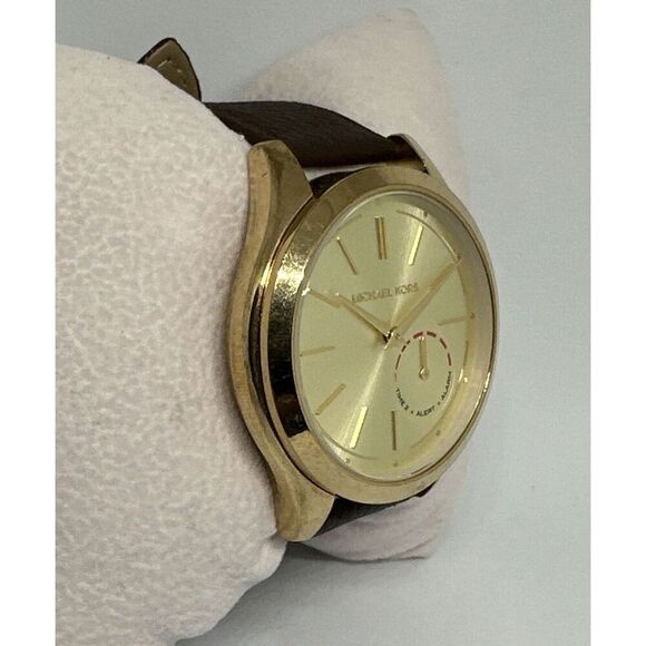Michael Kors Slim Runway MKT4002 Unisex Brown Leather Analog Dial Watch HME209 - Picture 4 of 11